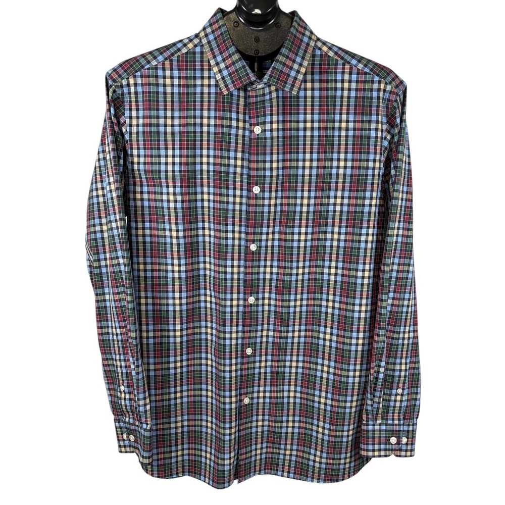 Hart Schaffner Marx Mens Luxury Performance‎ Plaid Button Up Shirt L Multicolor